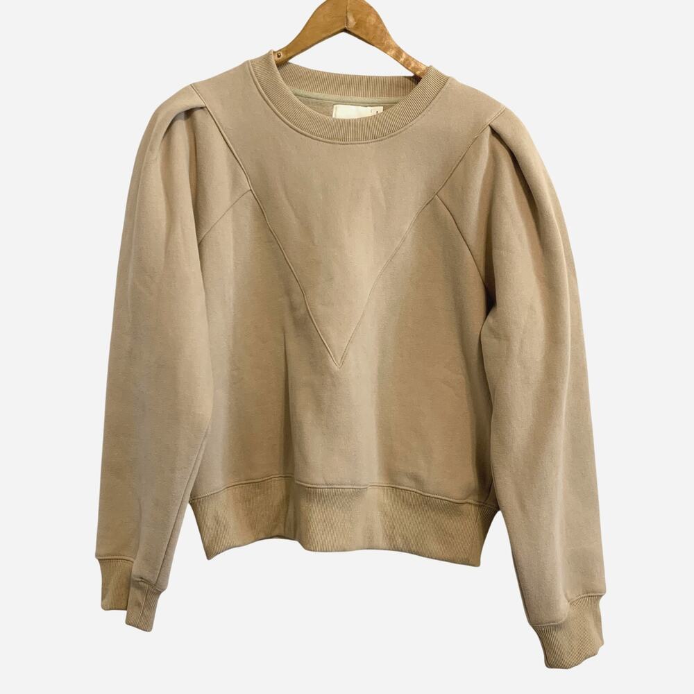 All:Row Beige Puff-Shoulder Fleece Sweatshirt (Size Medium)